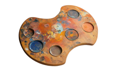 Wooden palette with a variety of colors on it