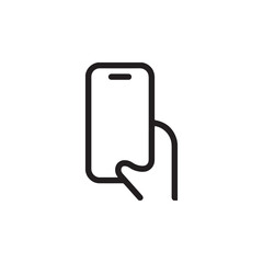 Minimalist design of hand touching smartphone screen icon.