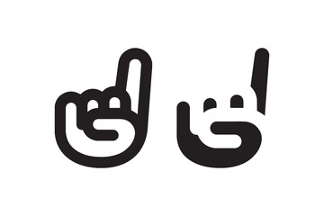 Minimalist black and white hand gestures on white background.