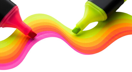Isolated Fluorescent Marker Color Waves on Transparent Background