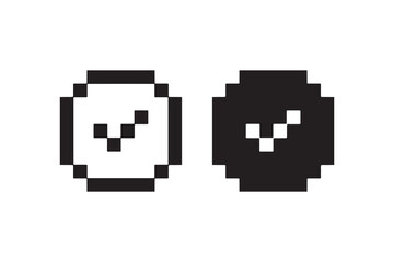 Heart and skull pixel art icons on white background.