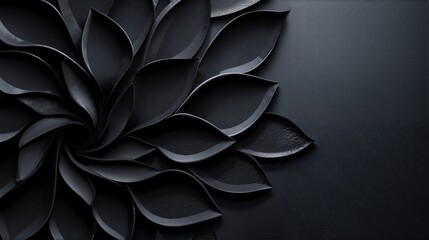 Abstract dark flower with textured petal and spiral design. Elegant and modern floral concept for background or decorative purpose.