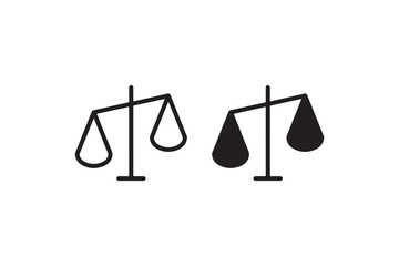 Black and white balance scales illustrating justice.