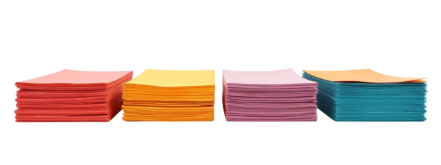 A stack of colored paper