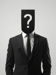 businessman with question mark on head