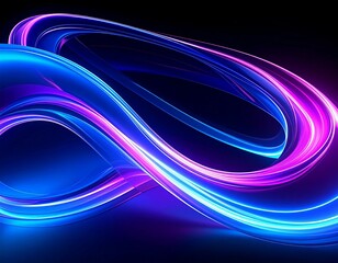 Abstract glowing ribbons in blue and purple hues creating a dynamic and flowing composition artfully done