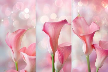 Beautiful pink calla lilies with dreamy bokeh background, perfect for iPhone wallpaper