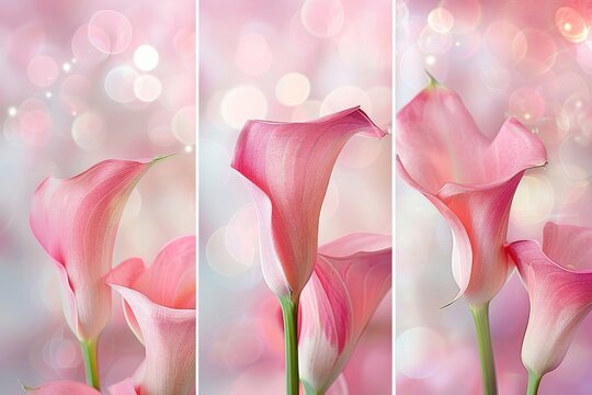 Beautiful pink calla lilies with dreamy bokeh background, perfect for iPhone wallpaper