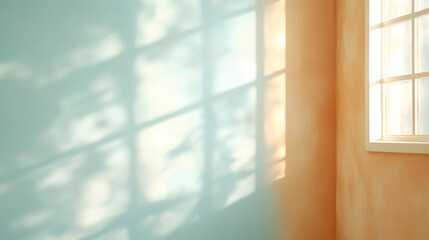 Soft shadows cast by window on pastel-colored wall indoors  
