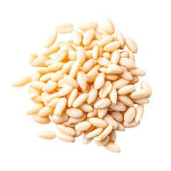 Creamy White Rice Grains Close Up View Healthy Food, isolated on transparent background, perfect cutout, PNG