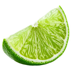 Vibrant lime quarter detailed, showcase its refreshing appeal and texture on the transparent background
