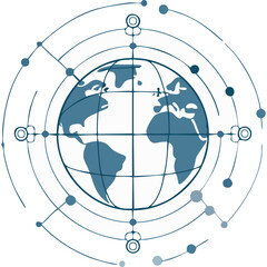 Simple one-line icon of a globe with connection points, symbolizing international business, digital networking, and global communication. Great for IT, tech, and business services visuals.