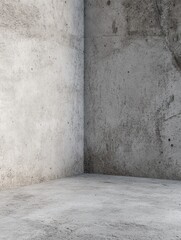 Fototapeta premium Neutral interior background features bare concrete wall with a corner detail