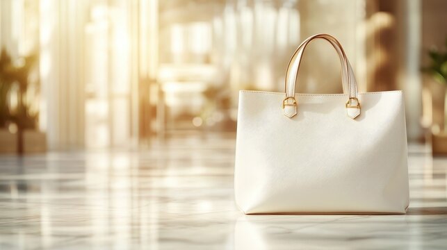 A chic white handbag rests elegantly in a well-lit space, representing sophistication and luxury, ideal for capturing the essence of fashion and lifestyle aspirations.