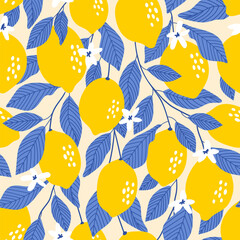 Seamless pattern with lemons. Vector illustrations