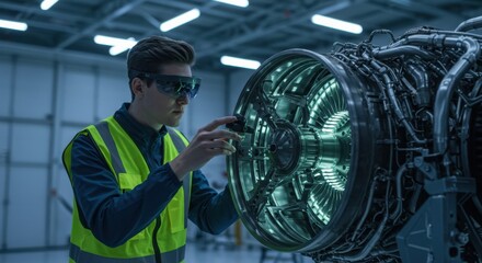 Focused Aerospace Engineer in a Sleek Environment