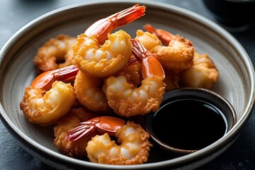 Crispy tempura shrimp with soy dipping sauce