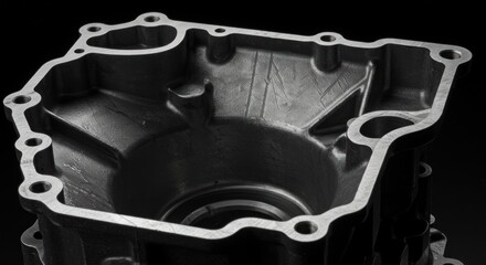 Metallic engine part close up view