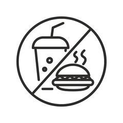 Do not fast food icon. Linear vector illustration. Forbidden eat. Simple symbol. Stop unhealthy nutrition.