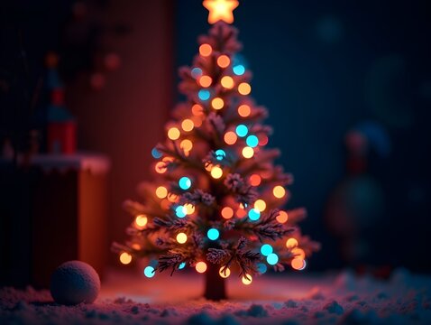 ai generative, A vibrant cozy christmas tree decoration, christmas night celebration
