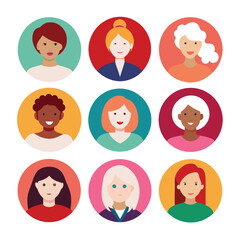 Fototapeta premium womens day badge set diverse skin tones vector