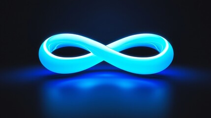 Glowing Cyan Infinity Symbol 3D Render