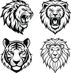 Forest Animal Faces Icon Set  Hand-drawn vector icon set - Cute animals with big eyes.

