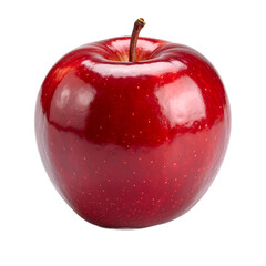 A vibrant, freshly picked red apple, showcasing its natural beauty on the transparent background