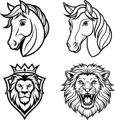 Forest Animal Faces Icon Set  Hand-drawn vector icon set - Cute animals with big eyes.

