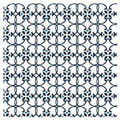 seamless pattern with blue flowers, vibrant, repeating patterns, symmetrical shapes with rounded elements with rounded elements, traditional tile work or textiles, shades of blue