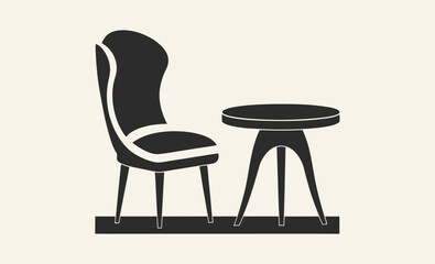 Furniture silhouette, set of black vector various style furniture silhouettes 