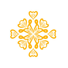 Golden ornamental flourish symmetrically on a dark backdrop radiating artistry