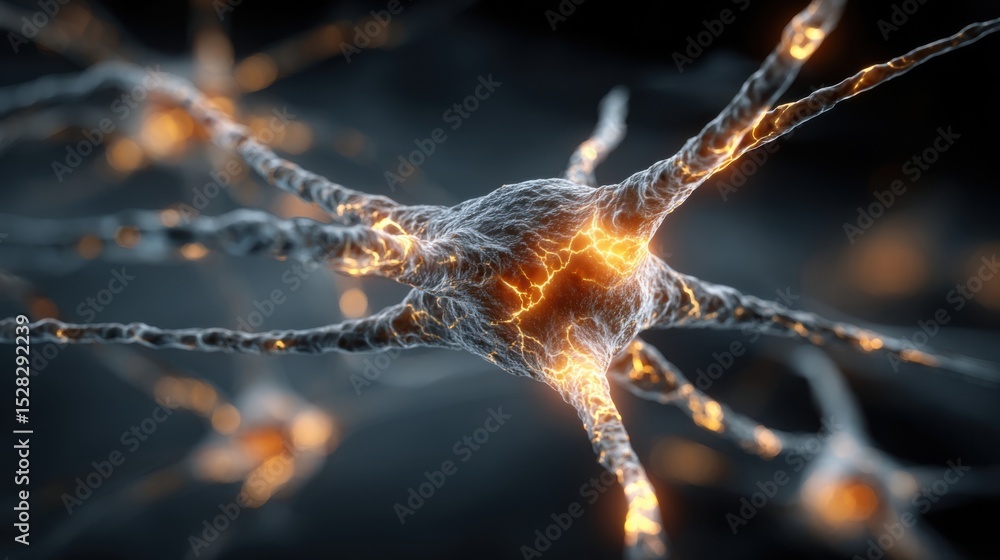 Poster complex neural networks demonstrate the intricate wiring of neurons as they communicate through elec