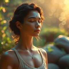 Female yoga practice in tranquil nature