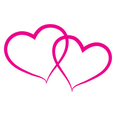 Overlapping Pink Heart Outline – Romantic Love Symbol for Couples and Weddings