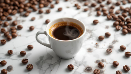 cup of coffee with beans