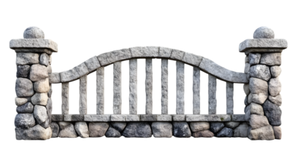 Concrete fence isolated on transparent background.