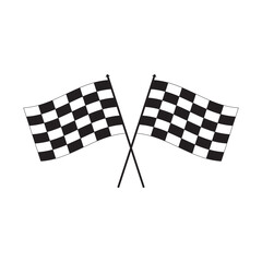 Checkered racing flag icon .Racing flag with checkered flag. racing flag checkered icon isolated on white background. Two crossed checkered flags silhouette.