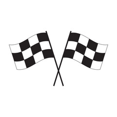 Race flag icon. Crossed checkered racing flags silhouette. Vector finish line icon for motorsports and speed-themed design