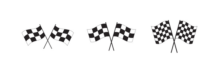 Race Flag icon set. Two crossed checkered Flag NASCAR Racing flag, sports finish line flag silhouette vector. racing flag checkered icon vector illustration