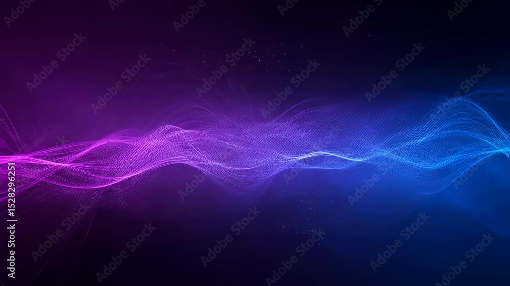 Aufkleber abstract flowing particles with bright purple and blue light waves. scientific data visualization or