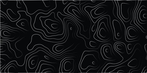 Abstract topographic contour map with elegant white lines against a black background creating a sense of depth and organic patterns suitable for graphic design