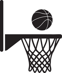 Basketball hoop and ball vector illustration on white background showing sports equipment and game concept