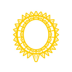 Ornamental golden frame with sunburst design on a dark canvas background