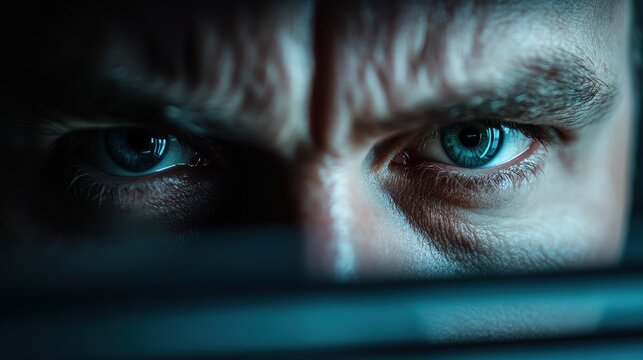 A close-up of a man's intense gaze, revealing deep emotions and determination, capturing the essence of focus, willpower, and an unwavering pursuit of goals.