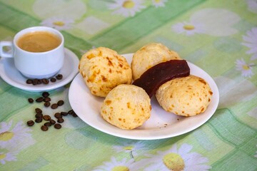 The most traditional Minas Gerais snack, coffee, cheese bread and guava paste