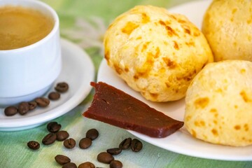 The most traditional Minas Gerais snack, coffee, cheese bread and guava paste