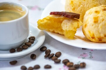 The most traditional Minas Gerais snack, coffee, cheese bread and guava paste