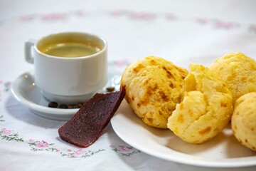 The most traditional Minas Gerais snack, coffee, cheese bread and guava paste