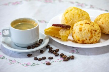 The most traditional Minas Gerais snack, coffee, cheese bread and guava paste